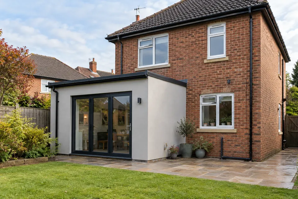 Illustrative property showing how a rendered elevation meets existing materials